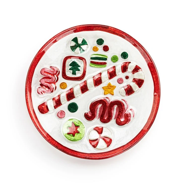 Holiday Candy Glass Round Plate - 6.5in