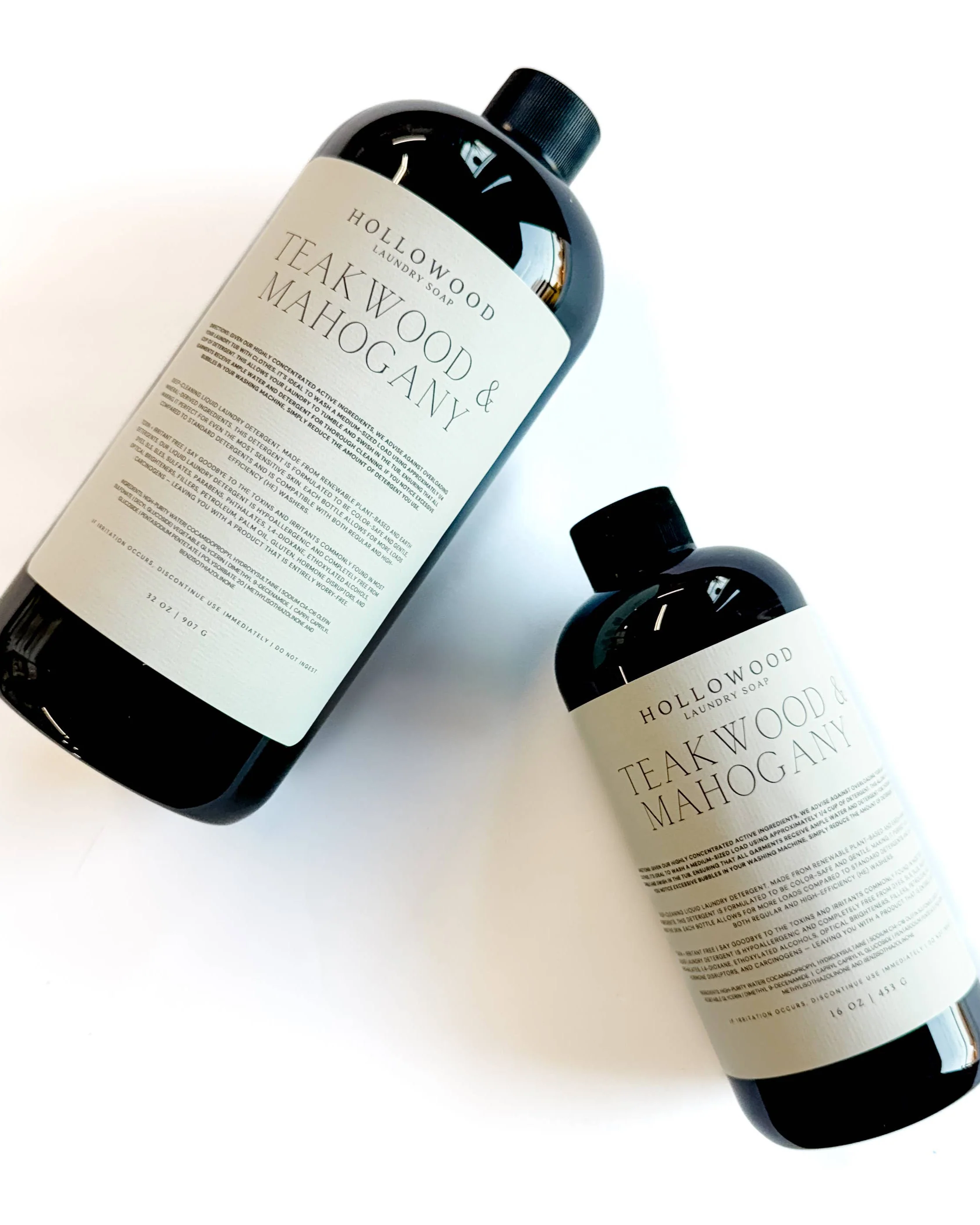 Hollowood Home and Candle - Teakwood & Mahogany luxury liquid laundry Detergent : 16 OUNCE