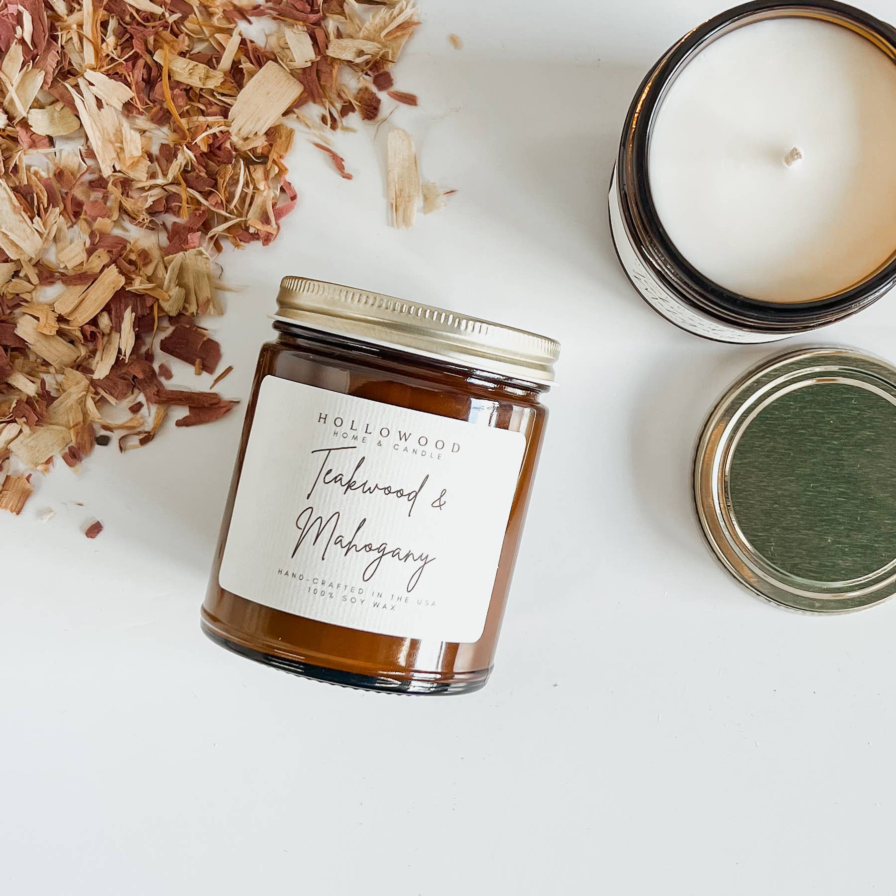 Hollowood Home and Candle - TEAKWOOD & MAHOGANY | MEN’S COLLECTION: 8 OZ - Image 2