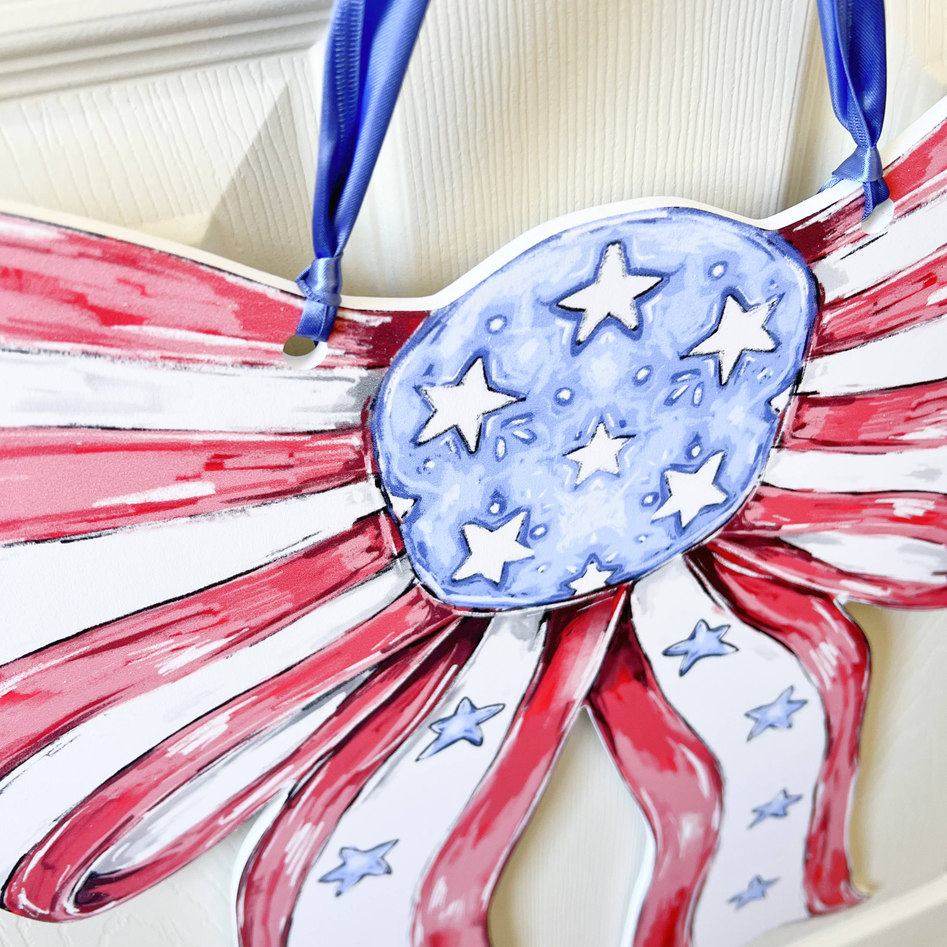 Home Malone - Patriotic Bow Door Hanger - USA 4th Of July Memorial America - Image 2