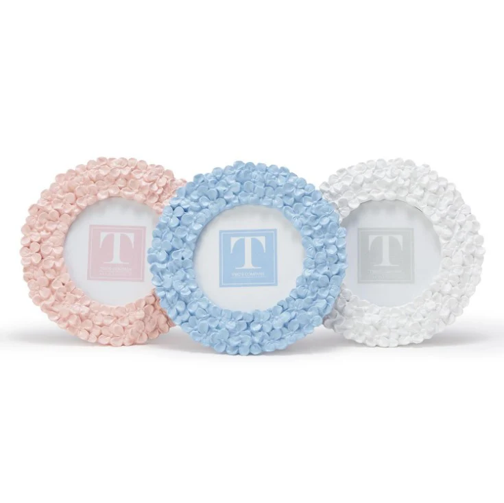 Hydrangea Round Photo Frame in 3 Colors