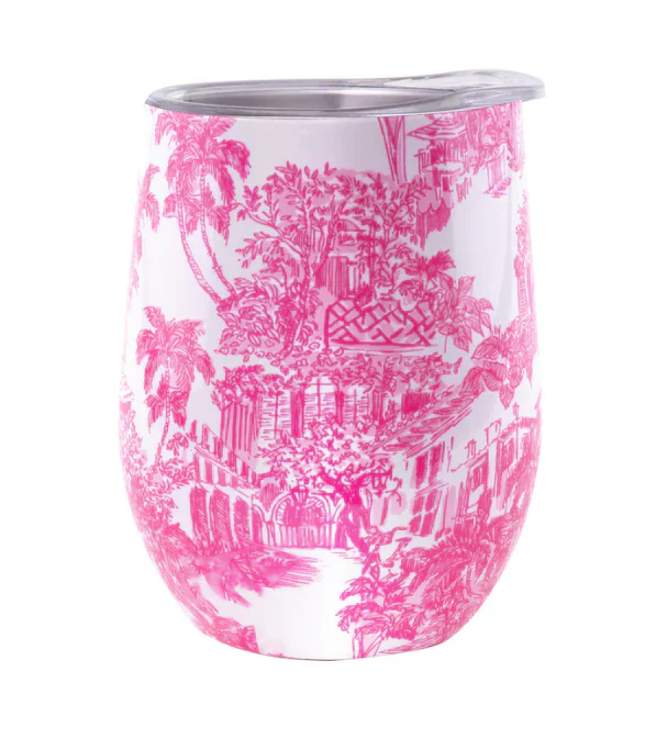 Insulated Stemless Tumbler, Palm Beach Toile