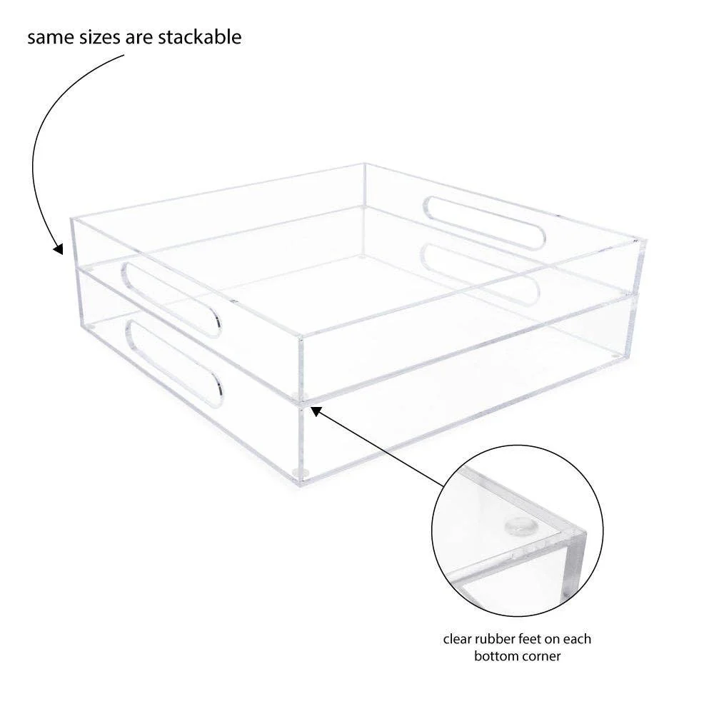 Isaac Jacobs International - Isaac Jacobs Clear Acrylic Serving Tray with Cutout Handles: Clear / 11x17 - Image 22