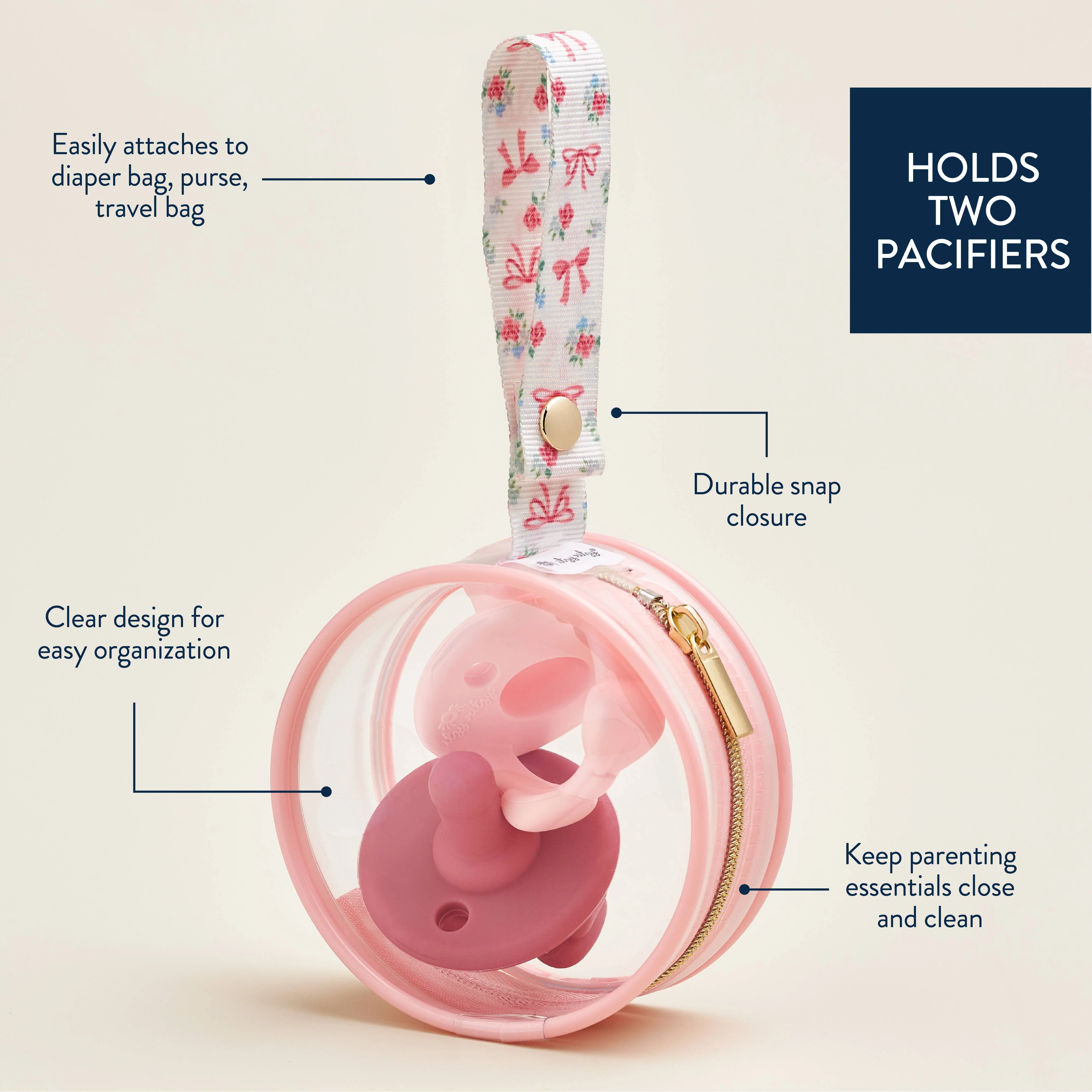 Itzy Ritzy - Itzy Paci Case™ - Ribbons & Roses - Image 4