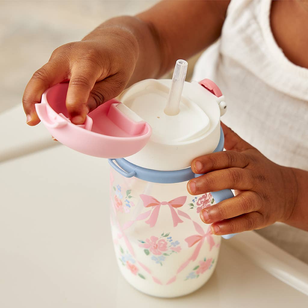 Itzy Ritzy - *NEW* Itzy Sips™ - Straw Cup With Snap-Close Lid: Ribbons & Roses - Image 2