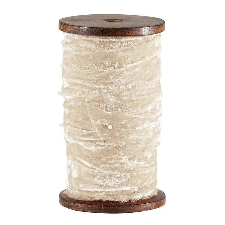 Ivory Frayed Velvet