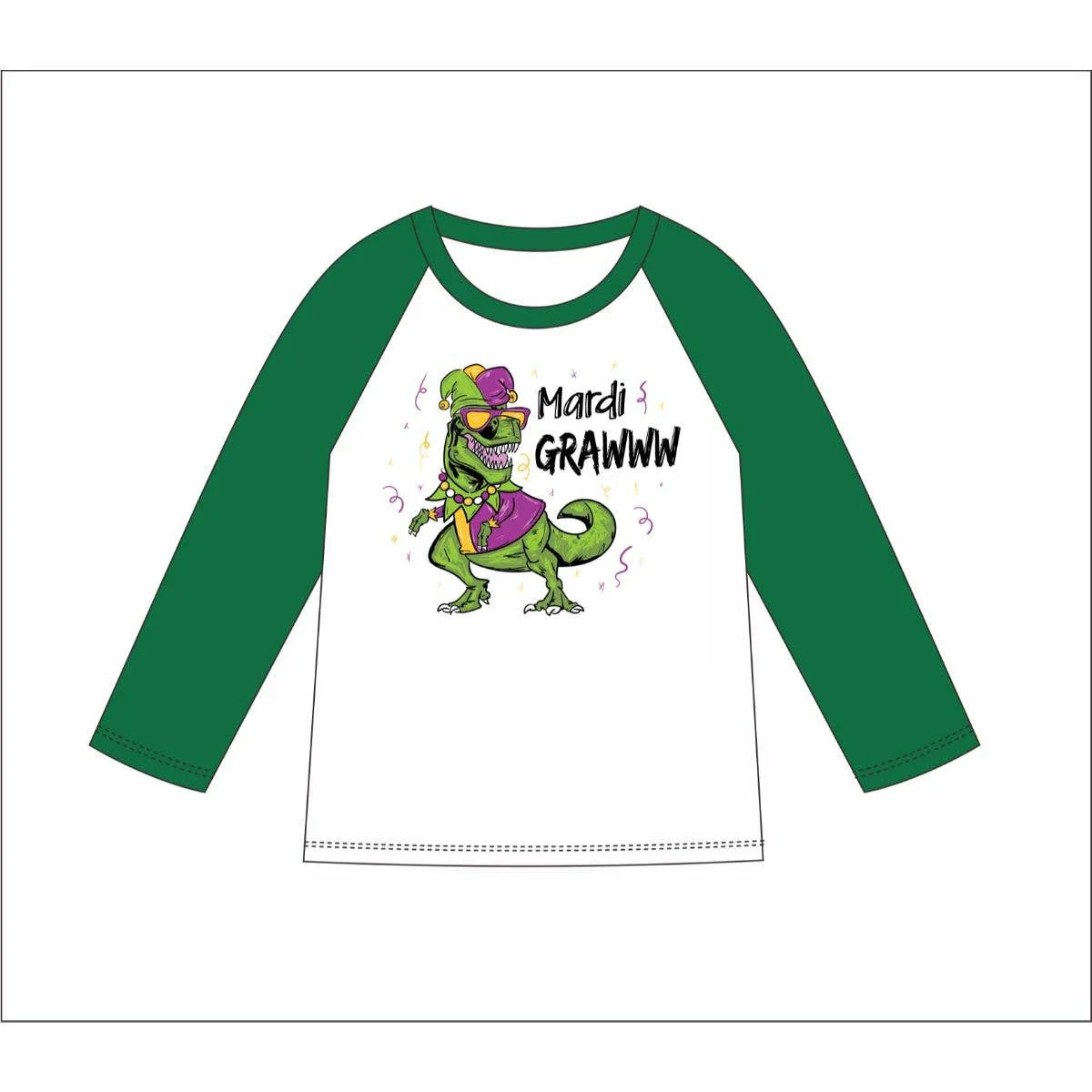 Jane Marie - Kids Mardi Grawww 3/4 Sleeve T-Shirt, Size XS