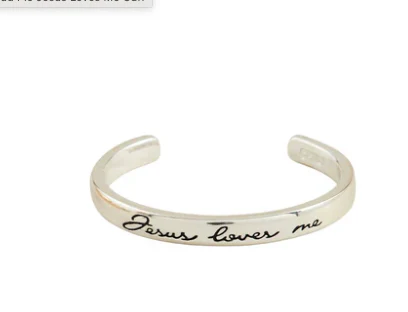Gold Jesus Loves Me Cuff - Image 3