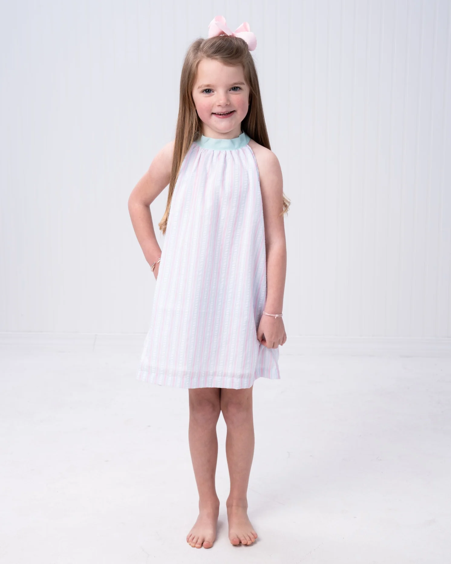 Jewel Pink & Aqua Stripe Dress - Image 2