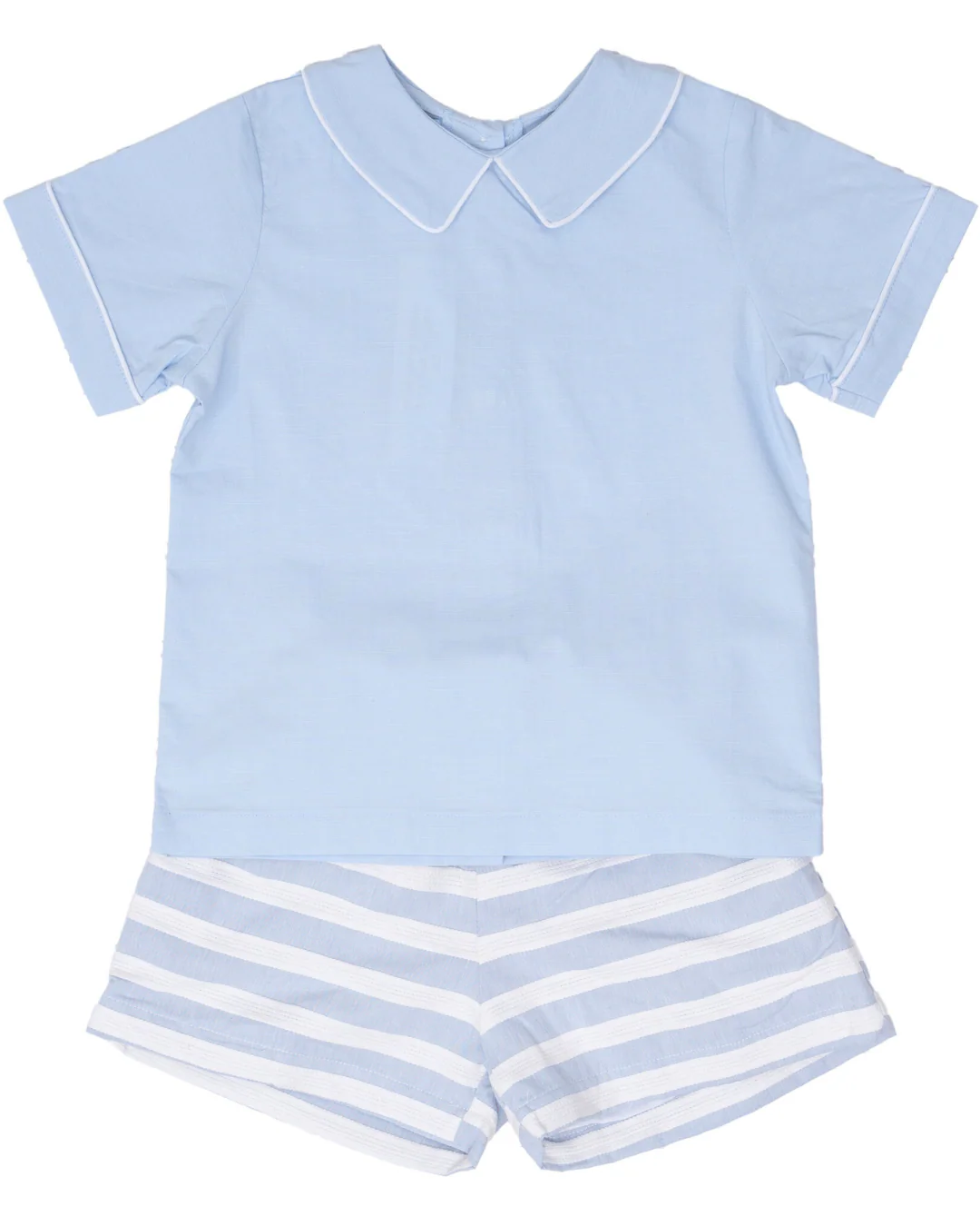John Blue and White Stripe Short Set