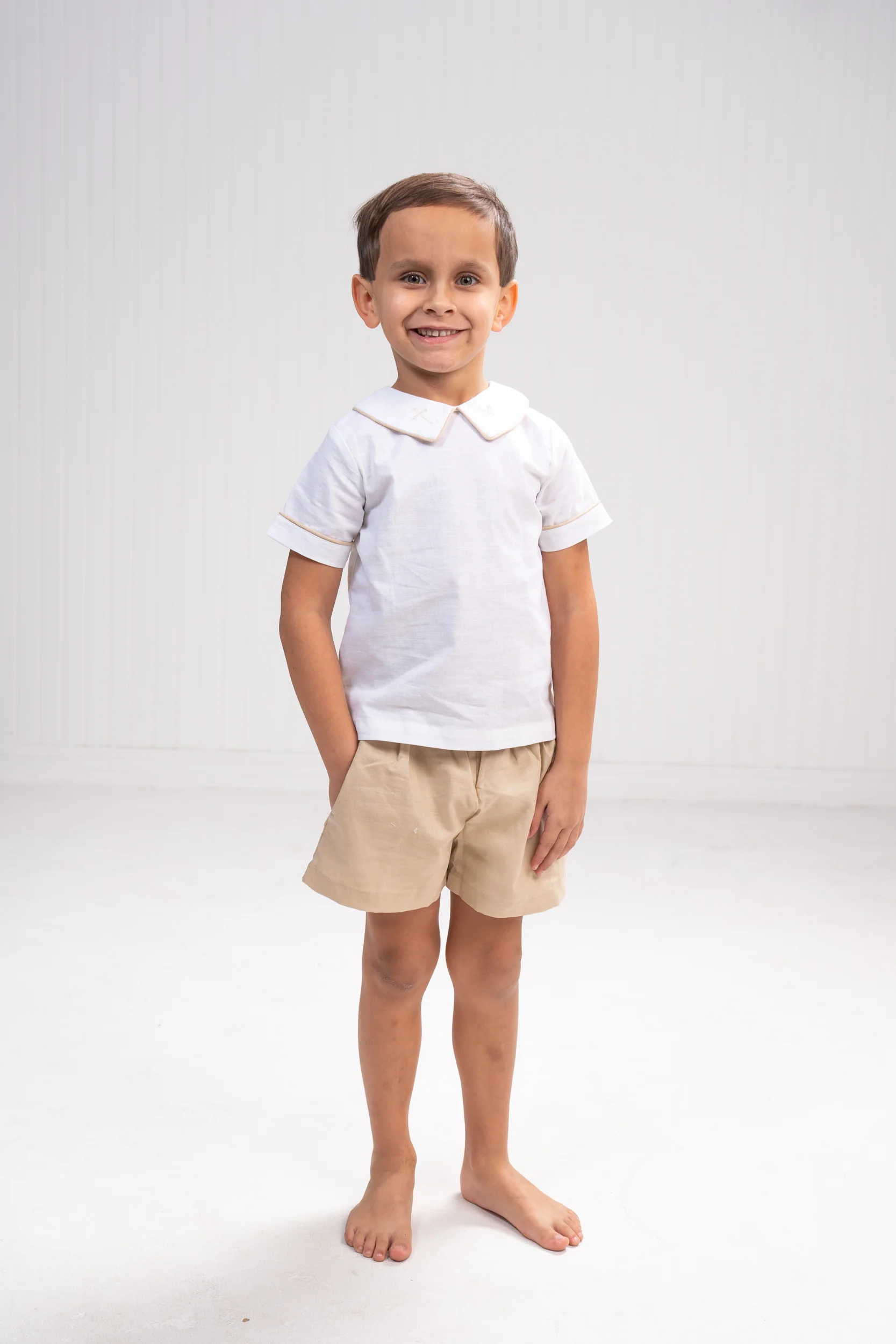 John Tan Linen Cross Short Set - Image 3