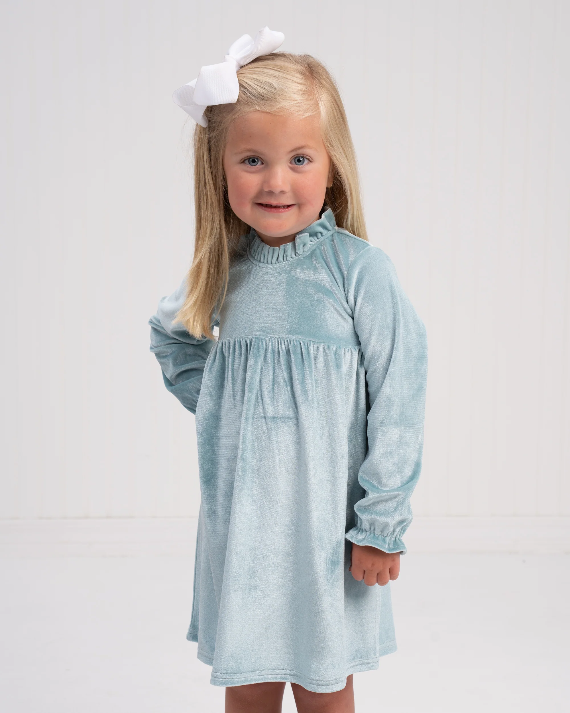 Kaitlin Ice Blue Velvet Dress - Image 2