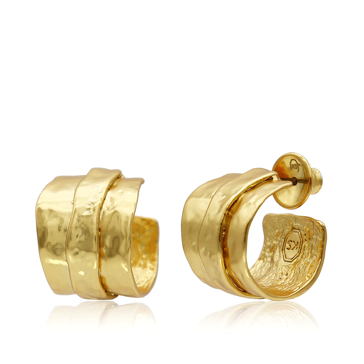 KARINE SULTAN - Parchment Texture Hoops - 24K Gold Plated