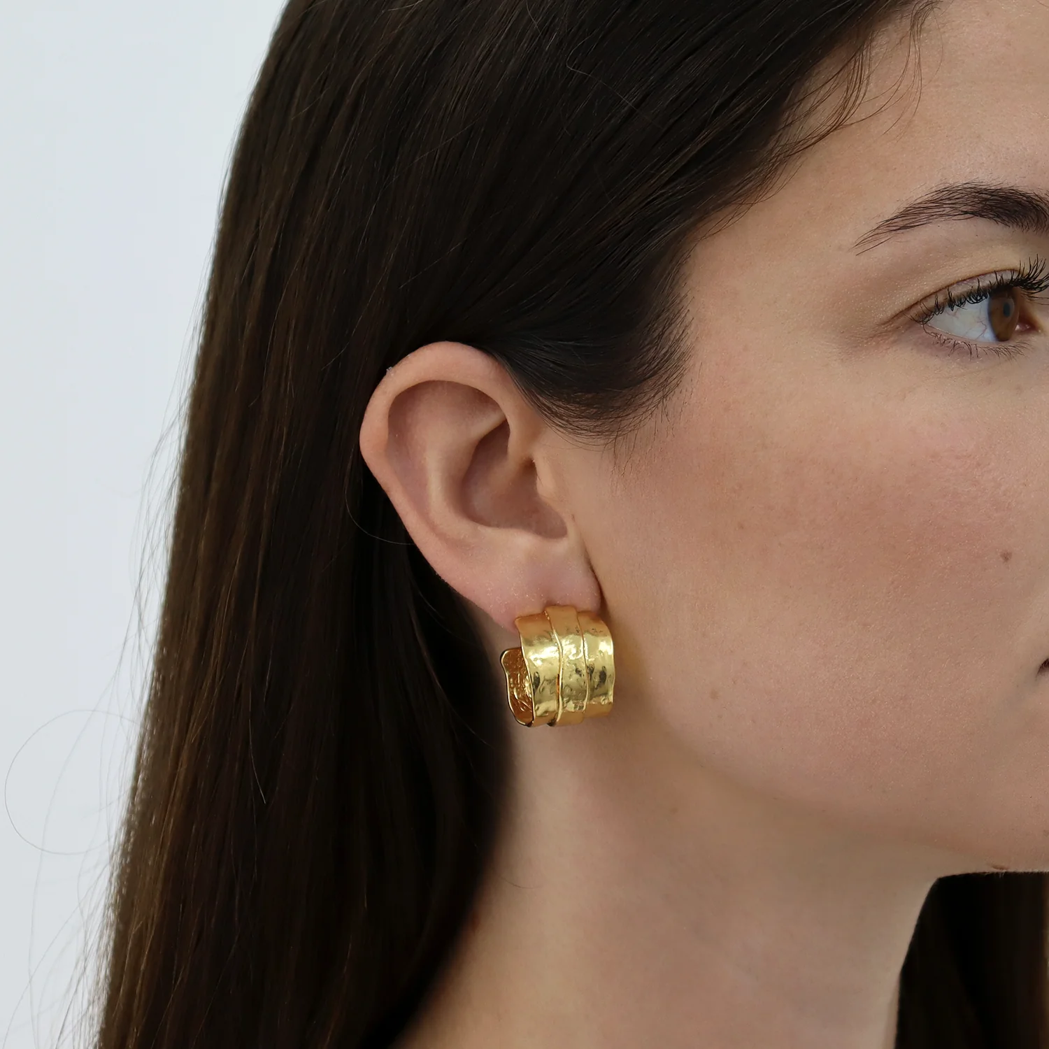 KARINE SULTAN - Parchment Texture Hoops - 24K Gold Plated - Image 2