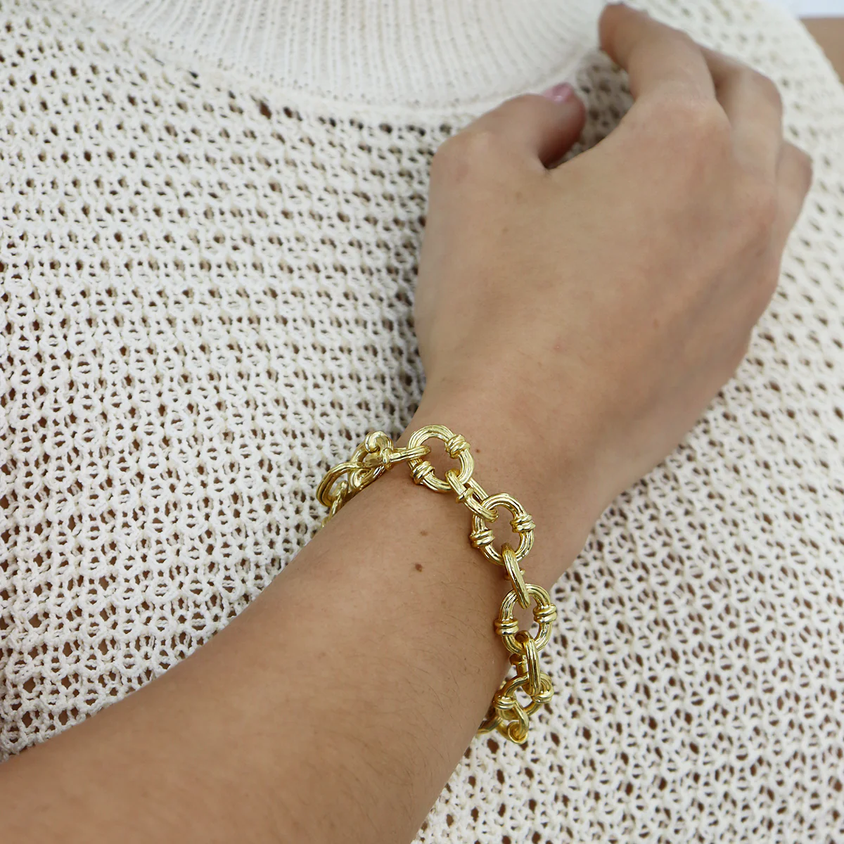 KARINE SULTAN - Trendy Chunky Chain Layering Bracelet - 24K Gold Plated: GOLD - Image 2