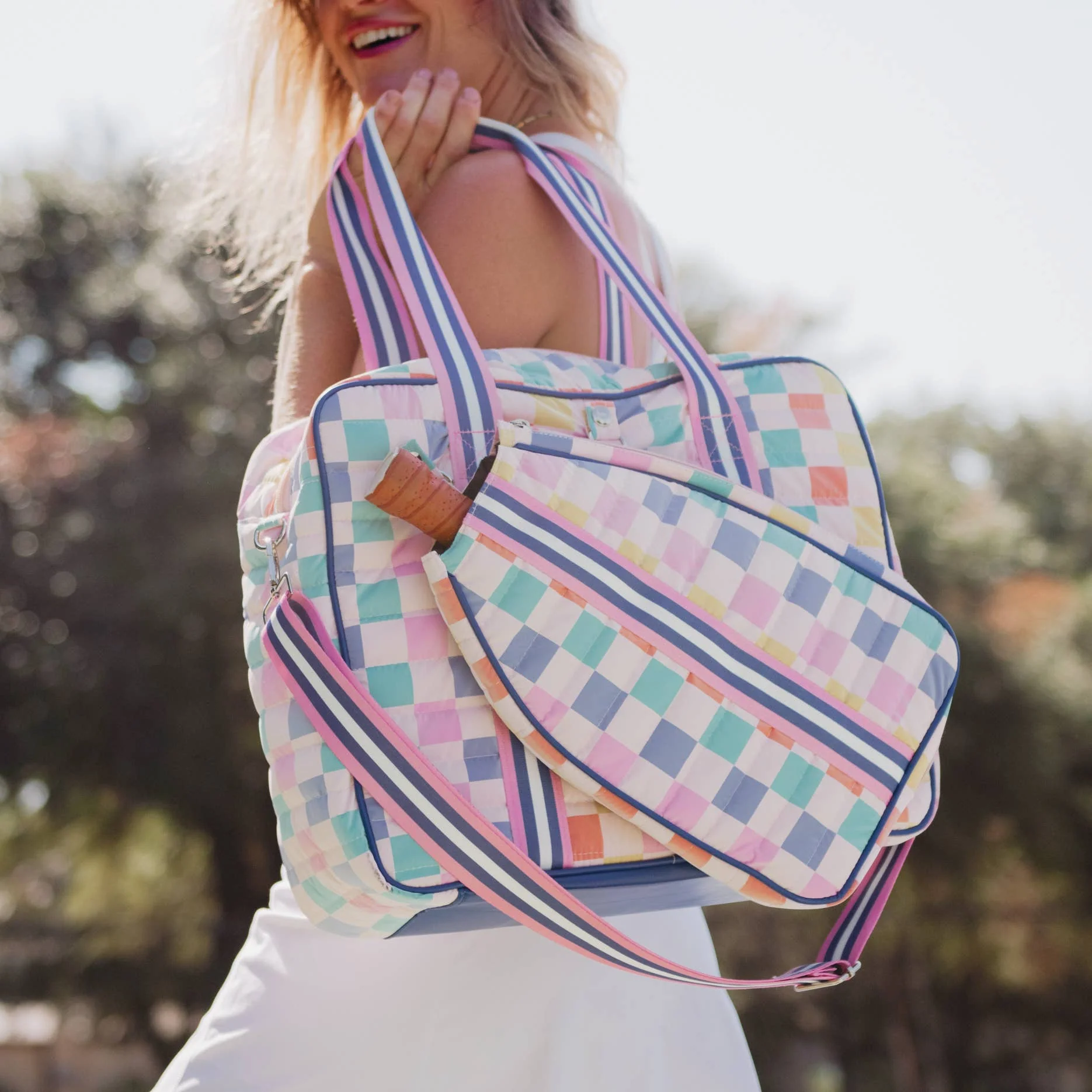 Katydid - Multicolored Checker Pickleball Bag: Multicolored - Image 2