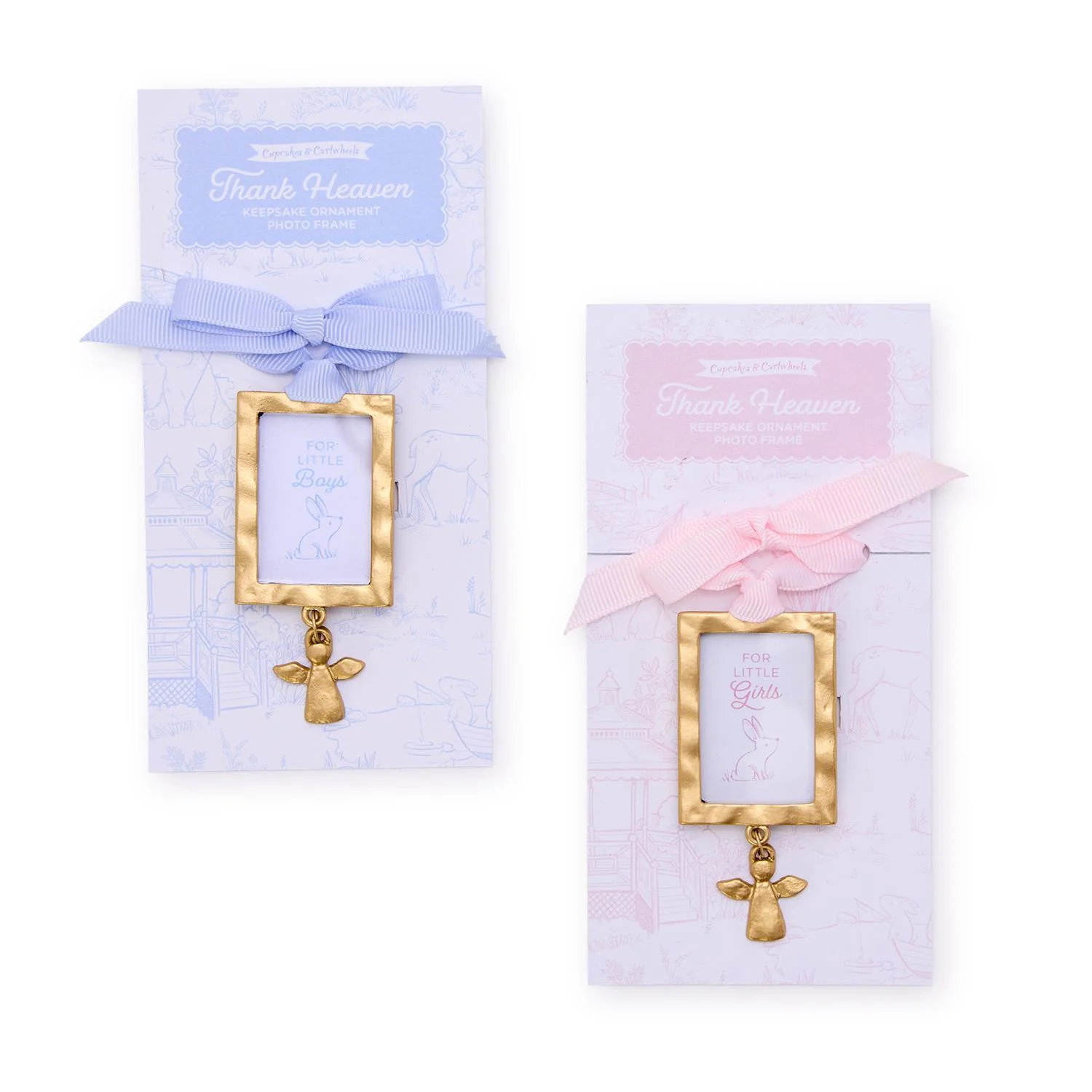 Keepsake Ornament Photo Frame with Angel Charm on Gift Card -2 Designs