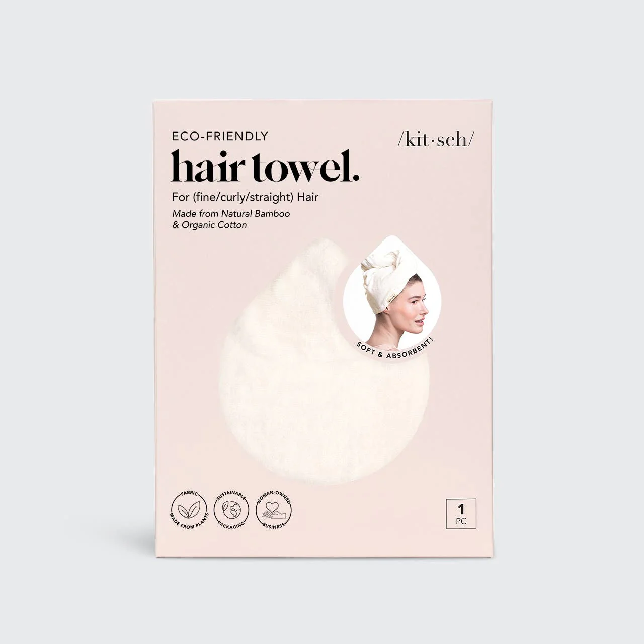 KITSCH - Quick Dry Hair Towel - Ivory - Image 6