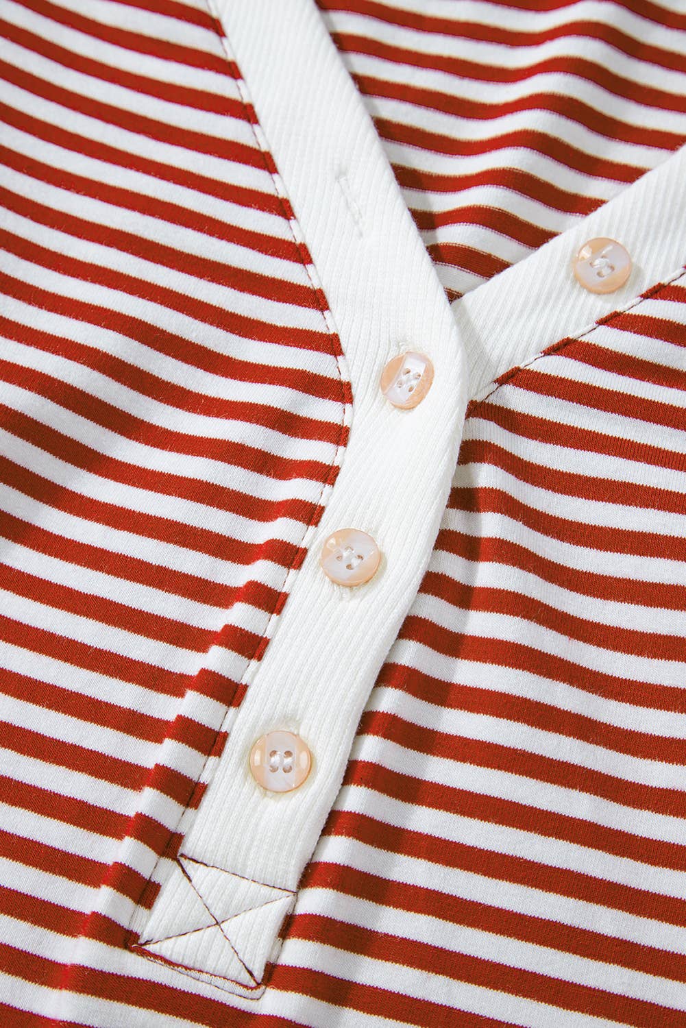 LA Society - Stripe Button V Neck and Pants Lounge Set: Red M - Image 5