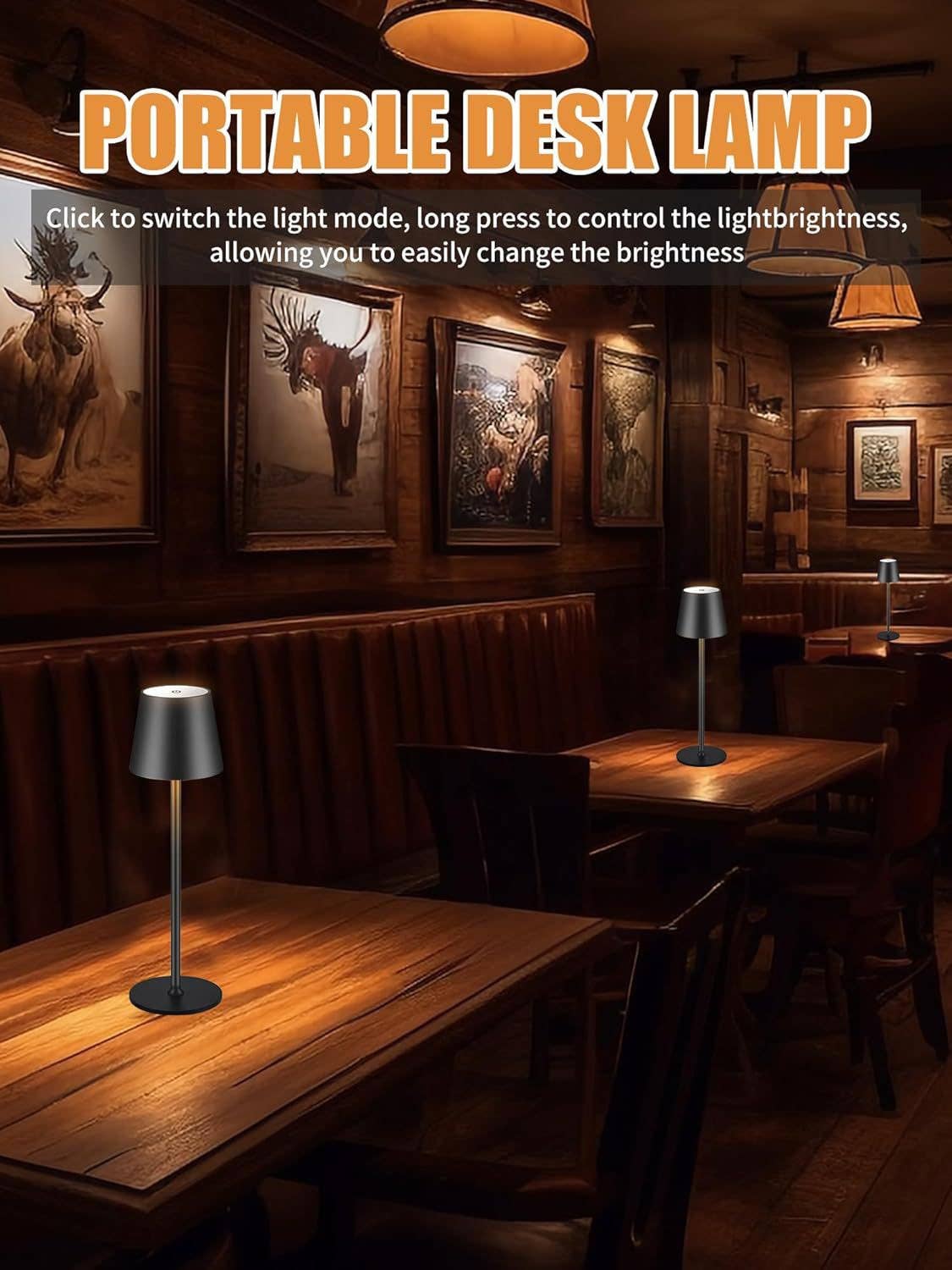 LAX Gadgets - Sleek Cordless Table Lamp- Adjustable Lighting for Any Space: Black - Image 10
