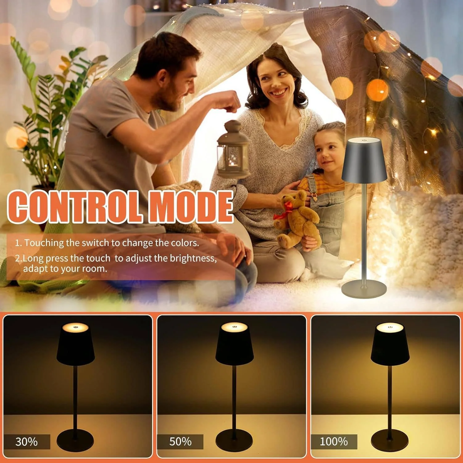 LAX Gadgets - Sleek Cordless Table Lamp- Adjustable Lighting for Any Space: Black - Image 16