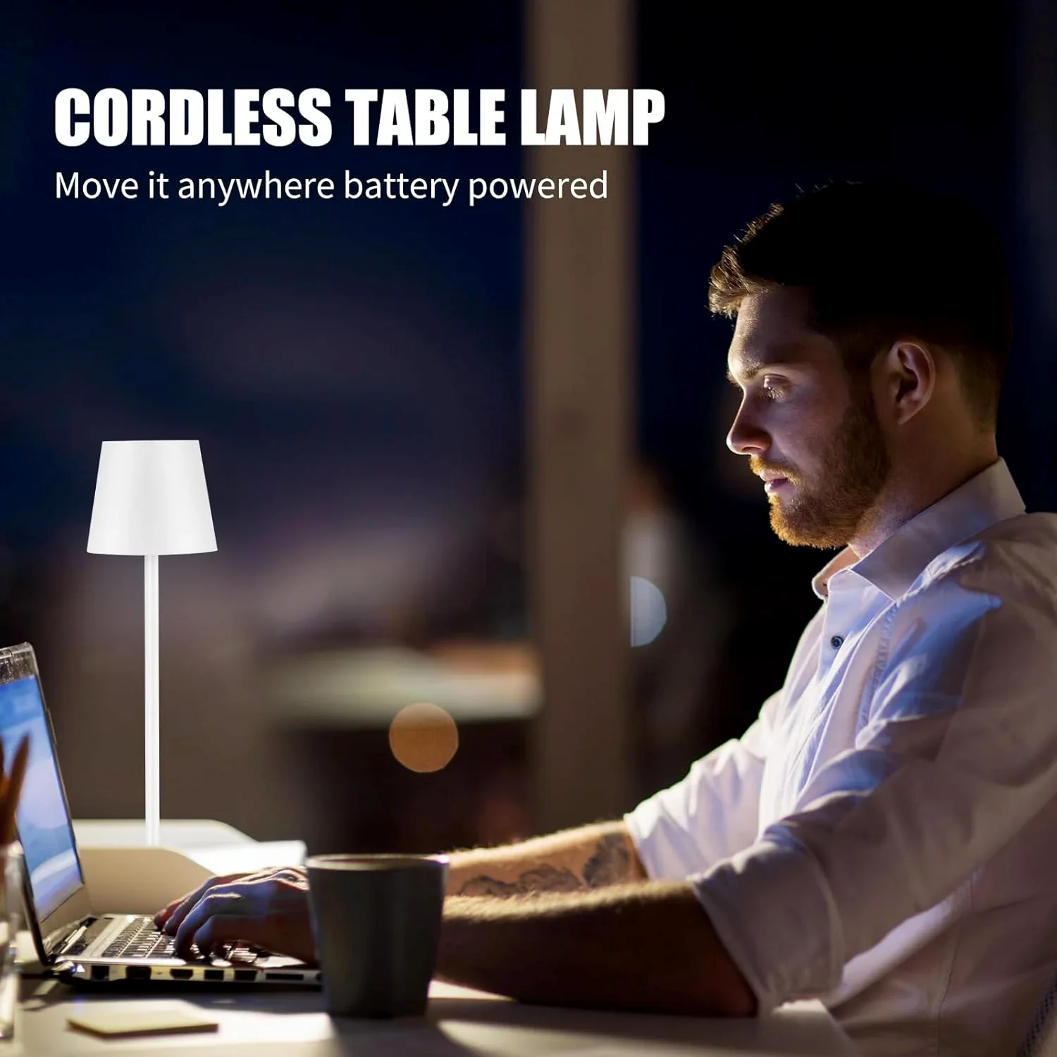 LAX Gadgets - Sleek Cordless Table Lamp- Adjustable Lighting for Any Space: Black - Image 9