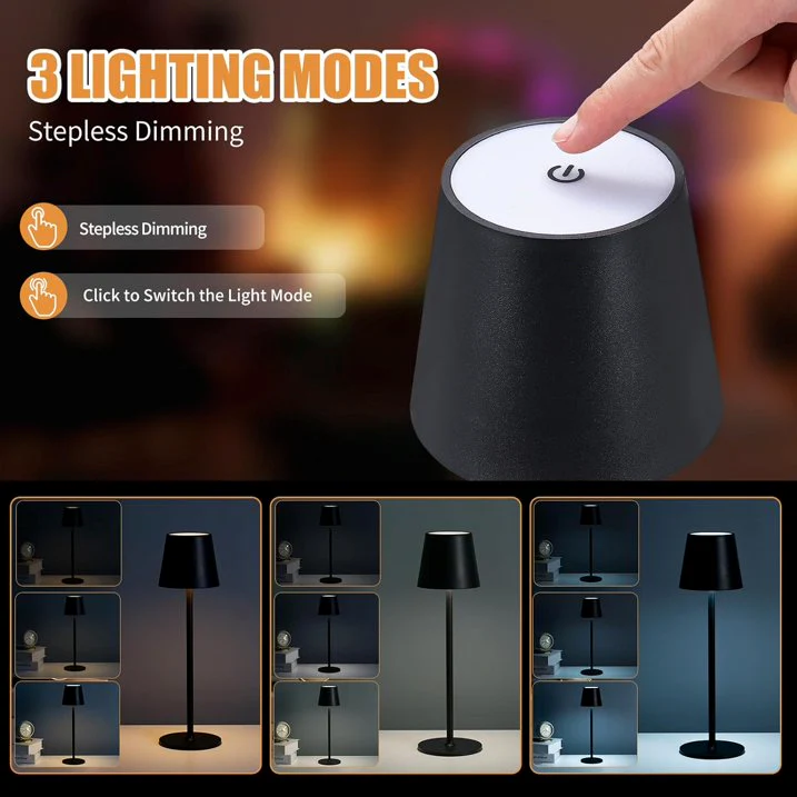 LAX Gadgets - Sleek Cordless Table Lamp- Adjustable Lighting for Any Space: White - Image 4