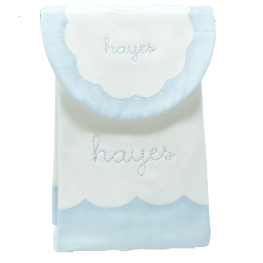 Lenora - LITTLE HEARTS SCALLOPED BIB & BURP SET: BLUE