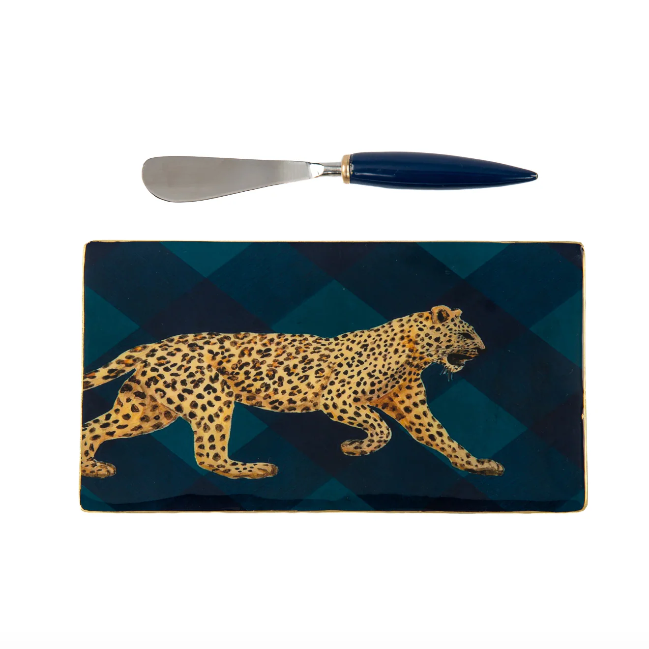 Leopard on Sussex Plaid Amelia Cutting Board