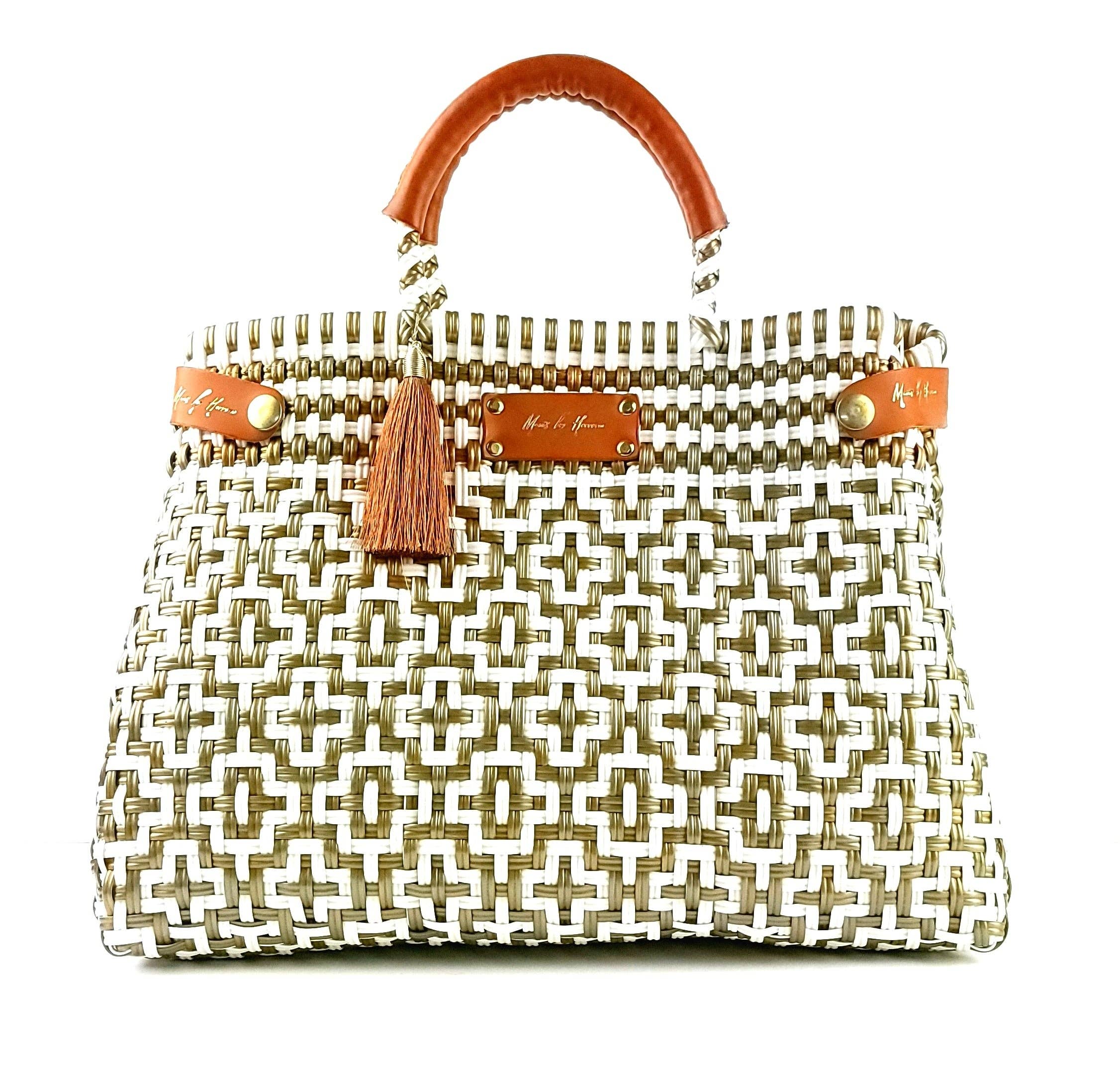 Less Pollution Convertible Handbag- White Gold - Image 3
