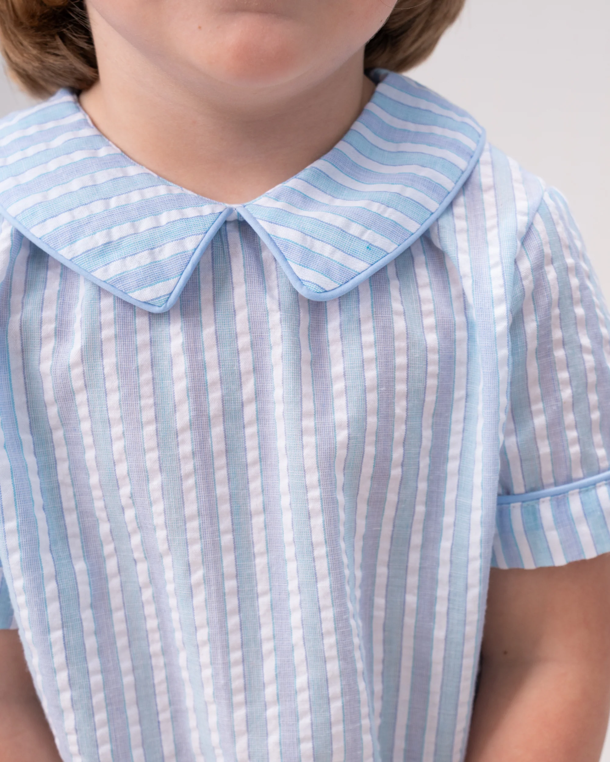 Liam Blue & Green Stripe Short Set - Image 2