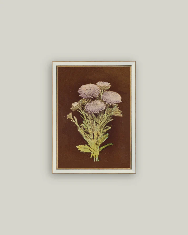 Lilac Dahlia On Brown 11X15 Beaded Brass Cream