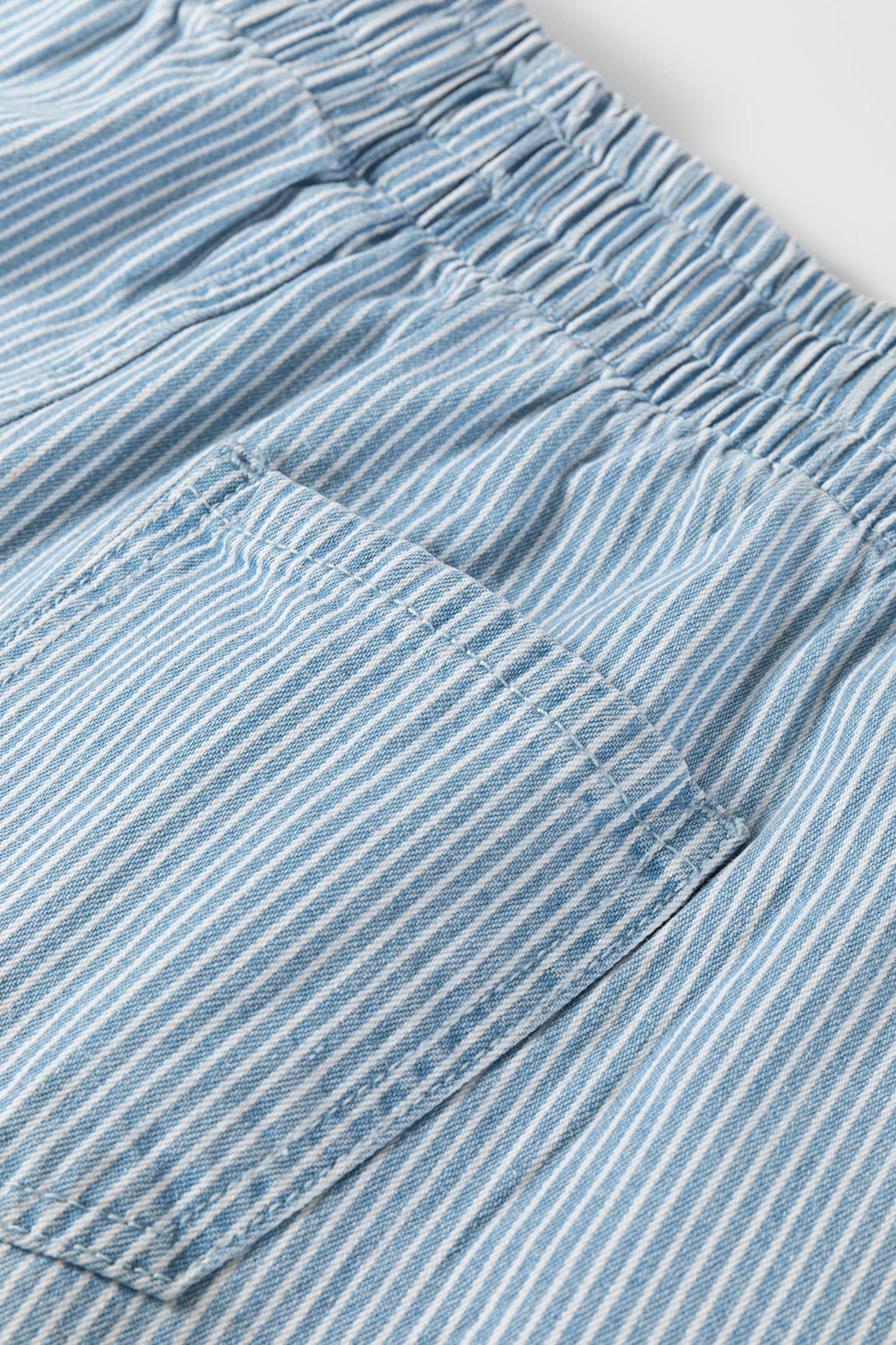 Stripe Drawstring Elastic Waist Casual Denim Shorts|S-4X: Sky Blue Stripe / L - Image 7