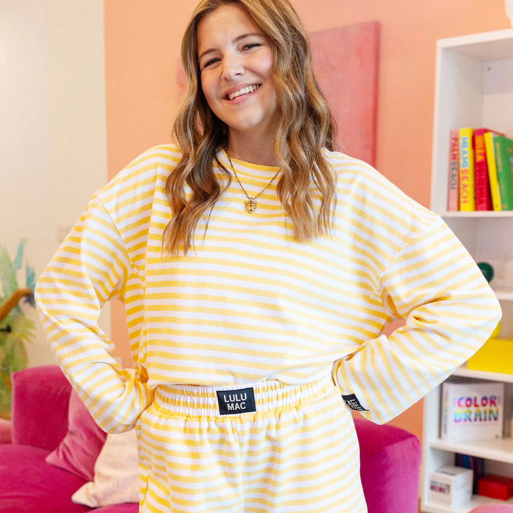 LM-STRIPE LONGSLEEVE TOP-YELLOW