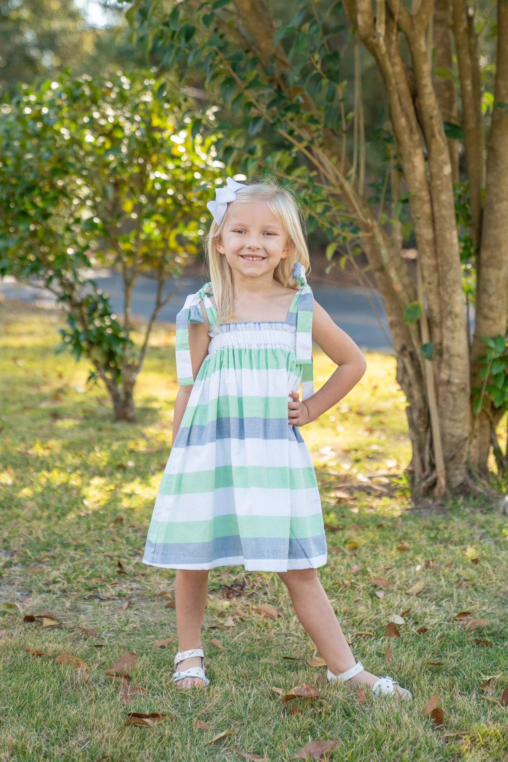 Lola Green & Blue Stripe Dress - Image 3