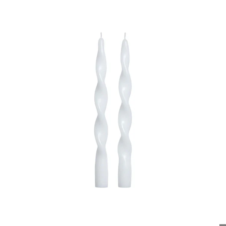 LumiÃ¨re Twist Formal Candles- SET/2, 10" - WHITE