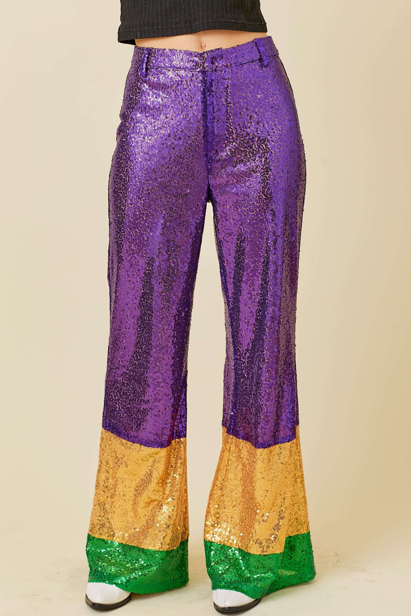 Main Strip - Mardi Gras Sequin Wide Pants: MARDI GRAS / S