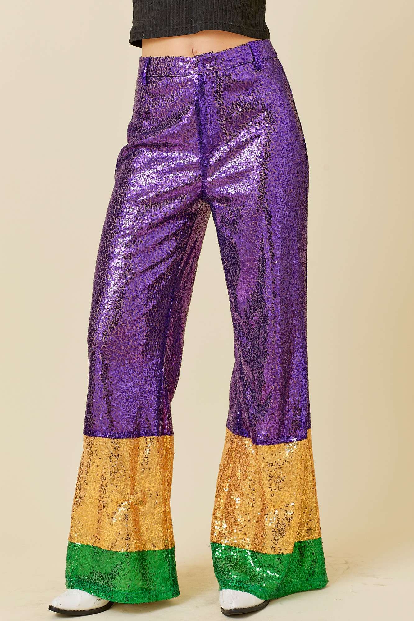 Main Strip - Mardi Gras Sequin Wide Pants: MARDI GRAS / S - Image 6