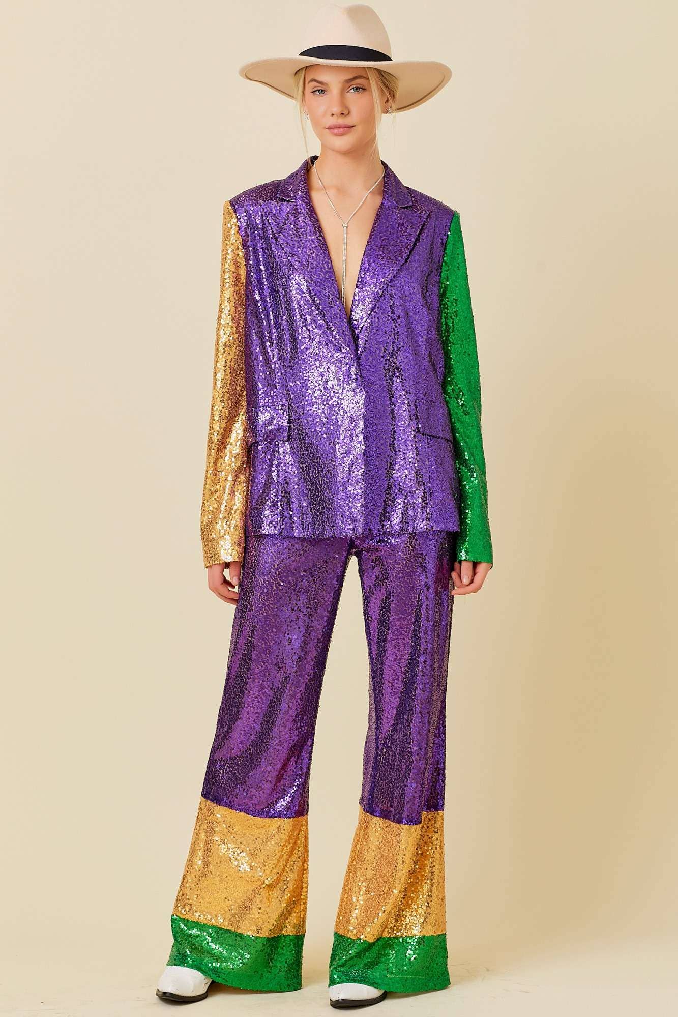 Main Strip - Mardi Gras Sequin Wide Pants: MARDI GRAS / S - Image 9