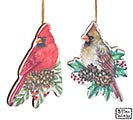 MANGO WOOD MALE/FEMALE CARDINAL ORNAMENTS