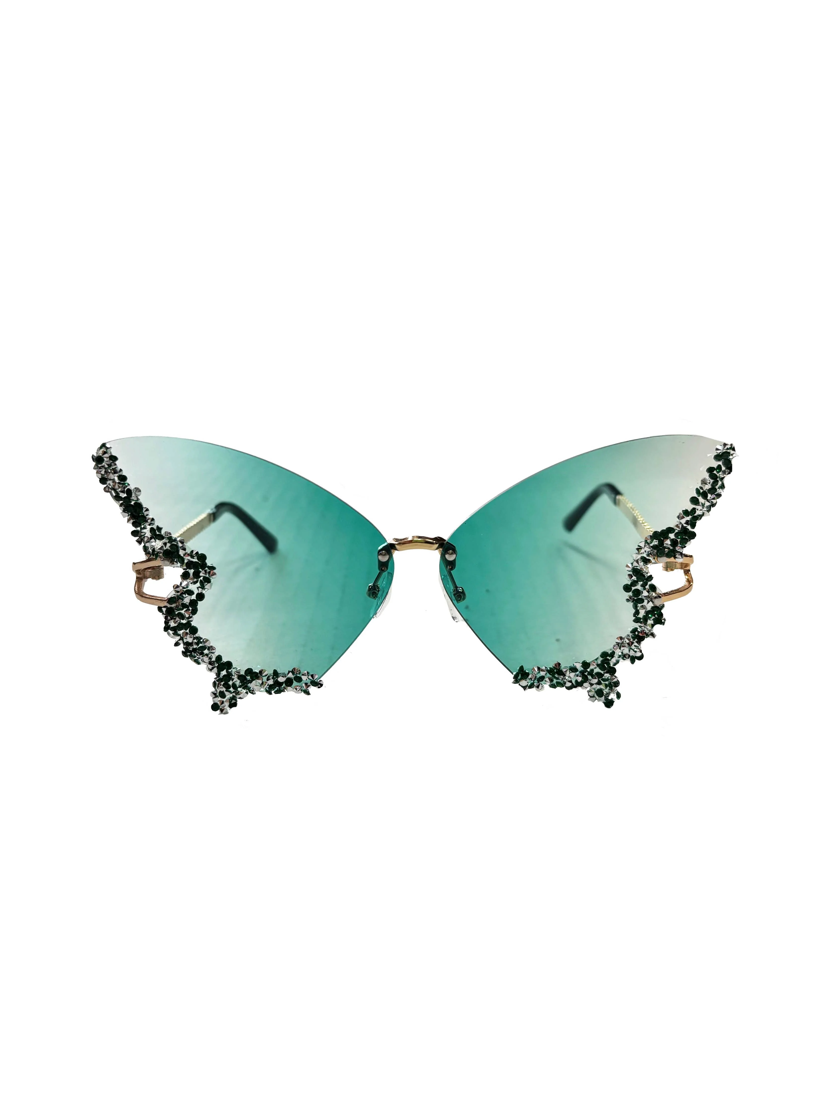 Mardi Gras Creations - Butterfly Rhinestone Sunglasses - Green - Image 3