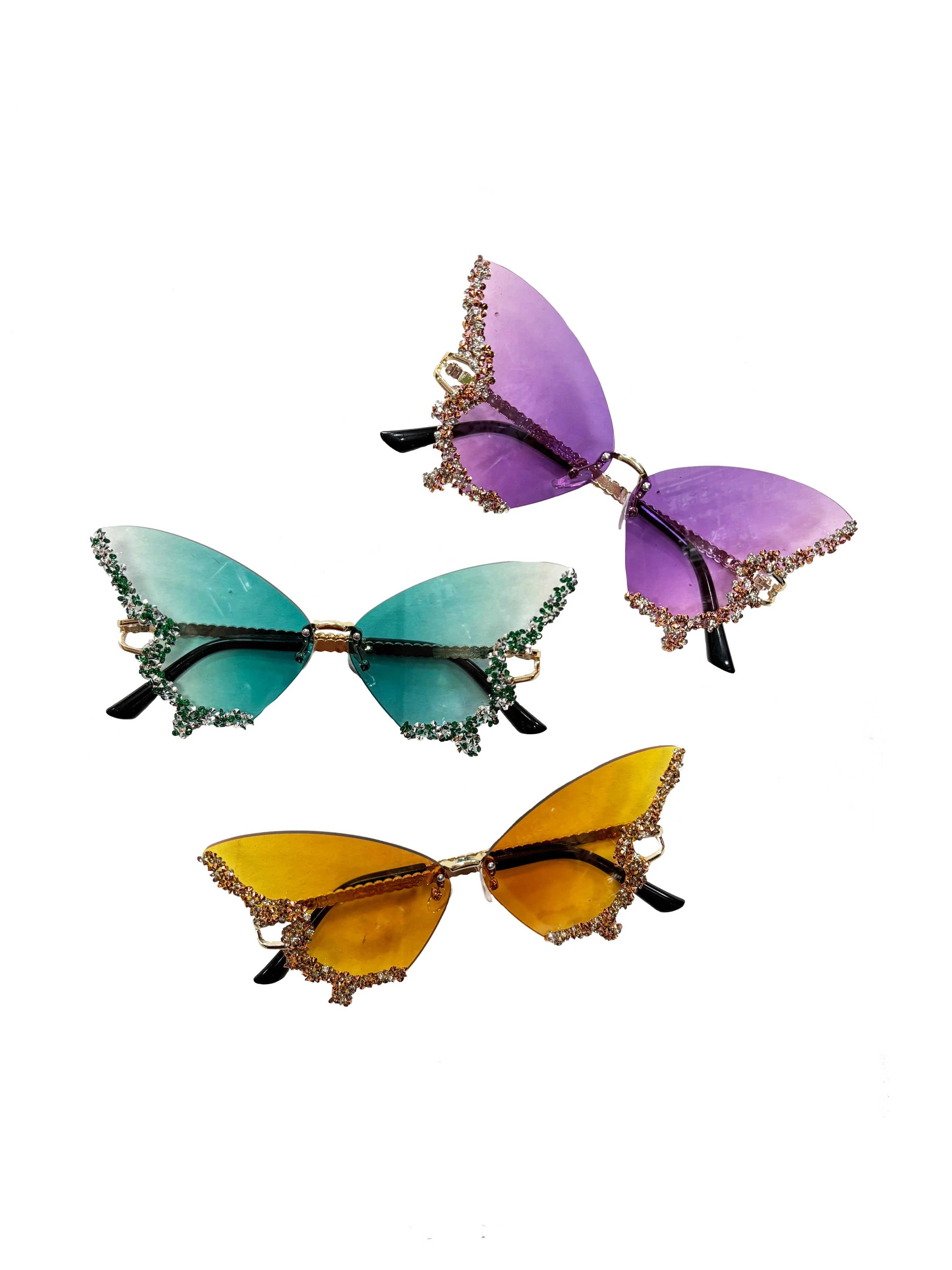 Mardi Gras Creations - Butterfly Rhinestone Sunglasses - Purple - Image 3