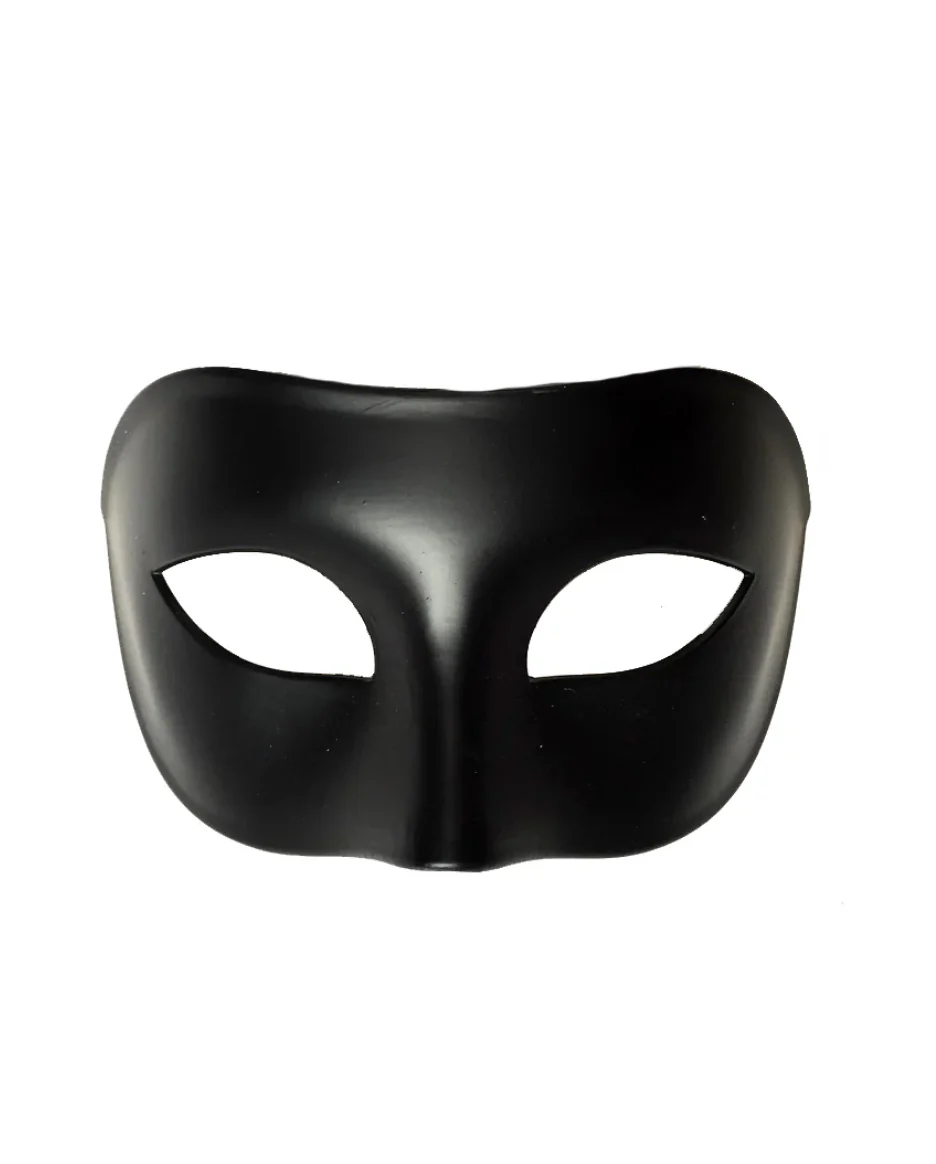 Mardi Gras Creations - Domino Eyelet Metallic Plain Mask: Bk