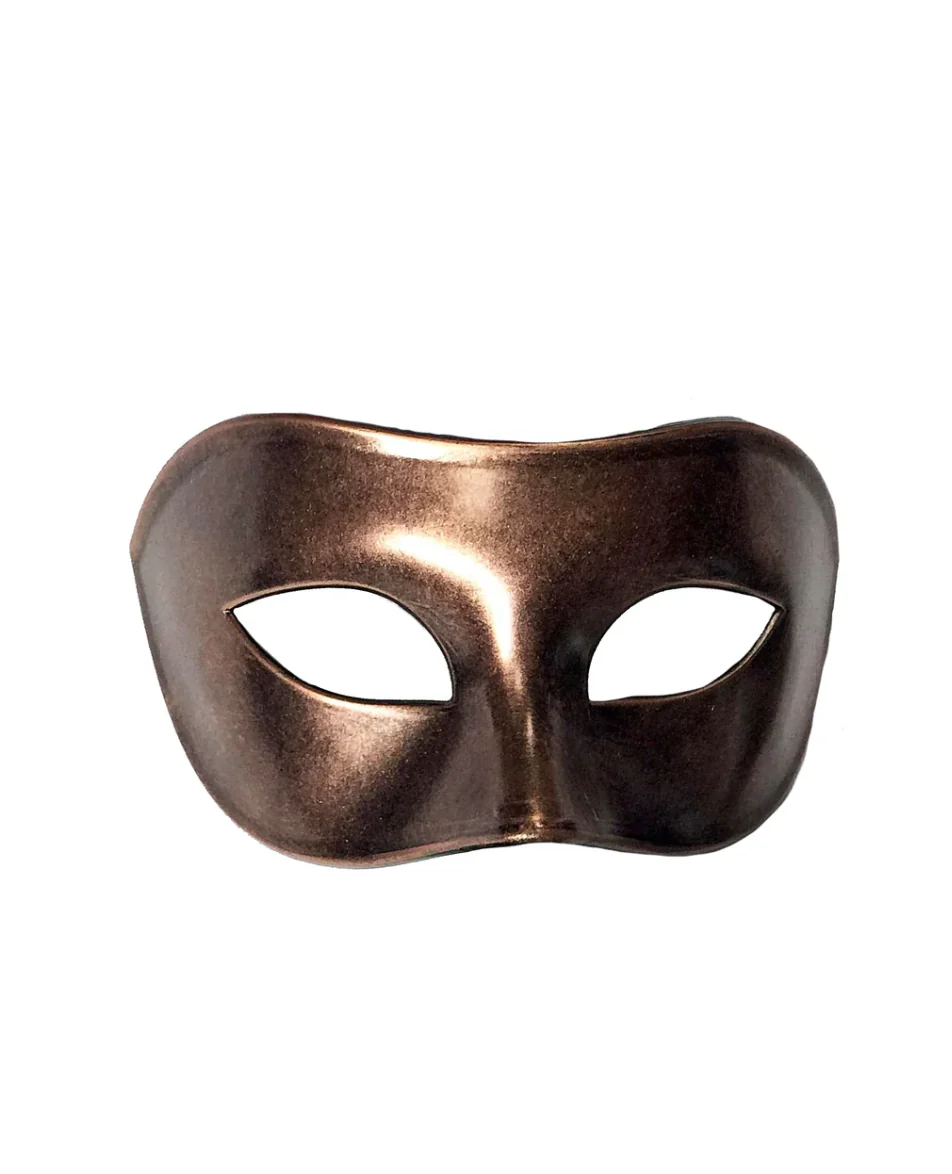 Mardi Gras Creations - Domino Eyelet Metallic Plain Mask: Bk - Image 2