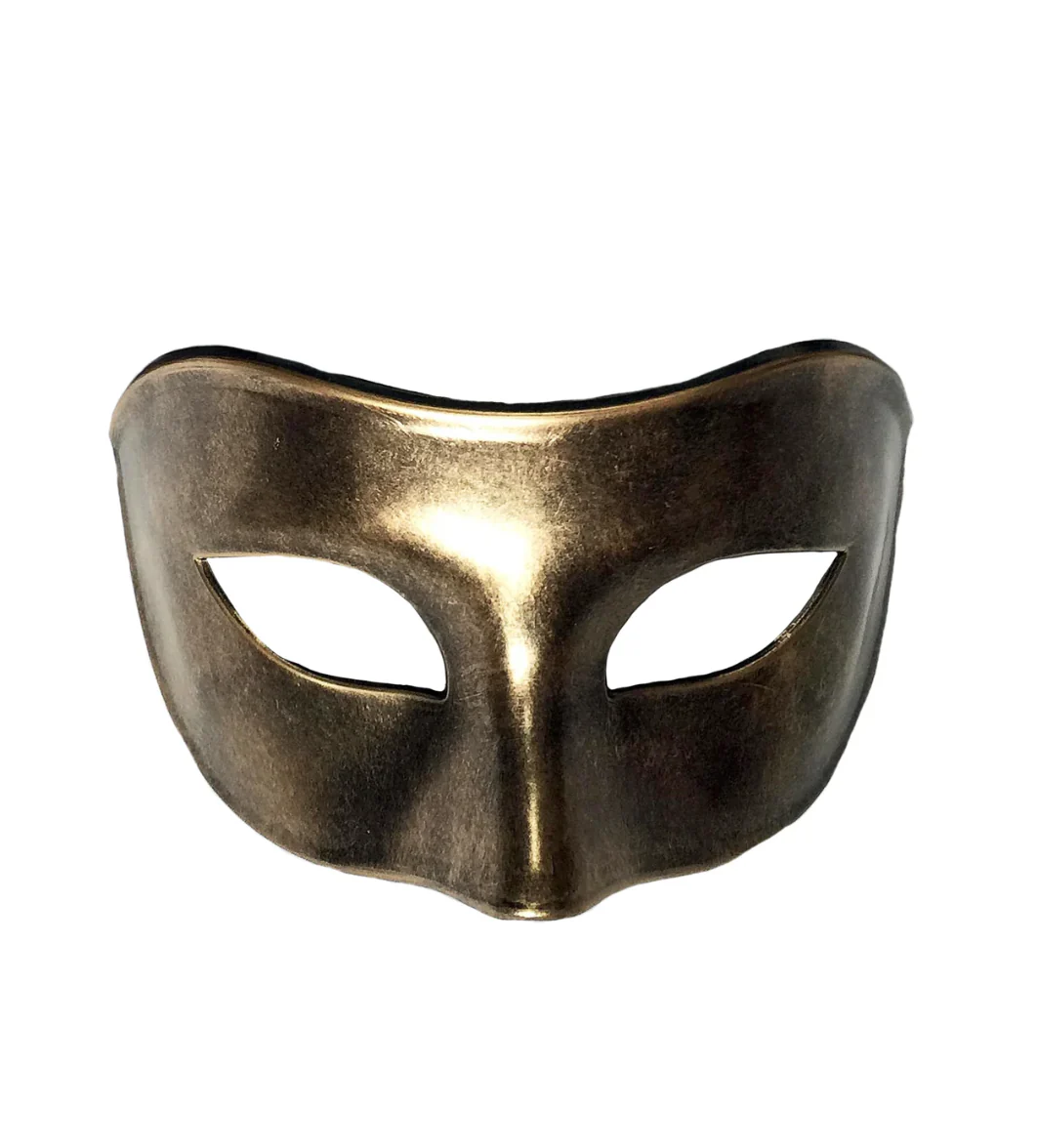 Mardi Gras Creations - Domino Eyelet Metallic Plain Mask: Bk - Image 3