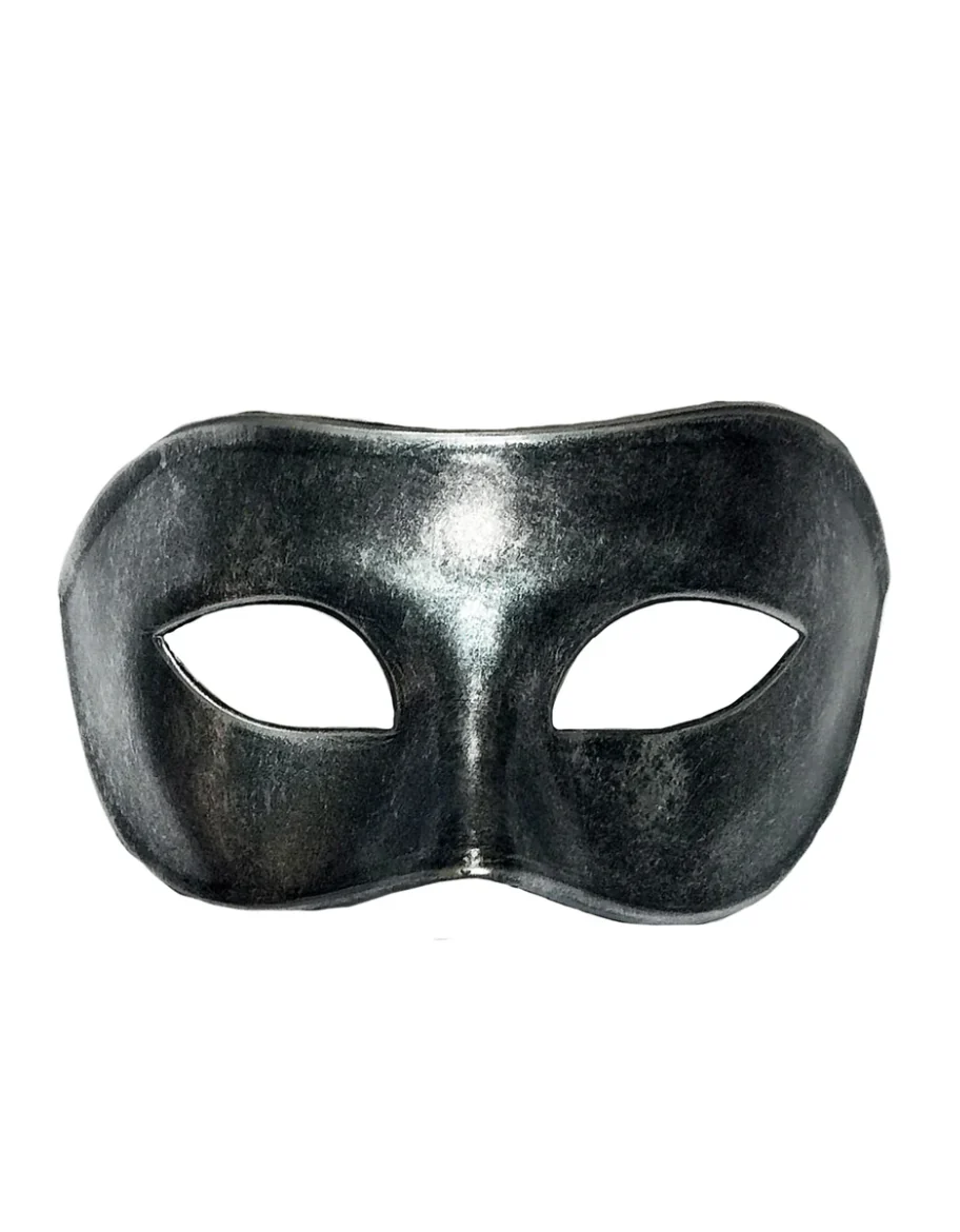 Mardi Gras Creations - Domino Eyelet Metallic Plain Mask: Bk - Image 4