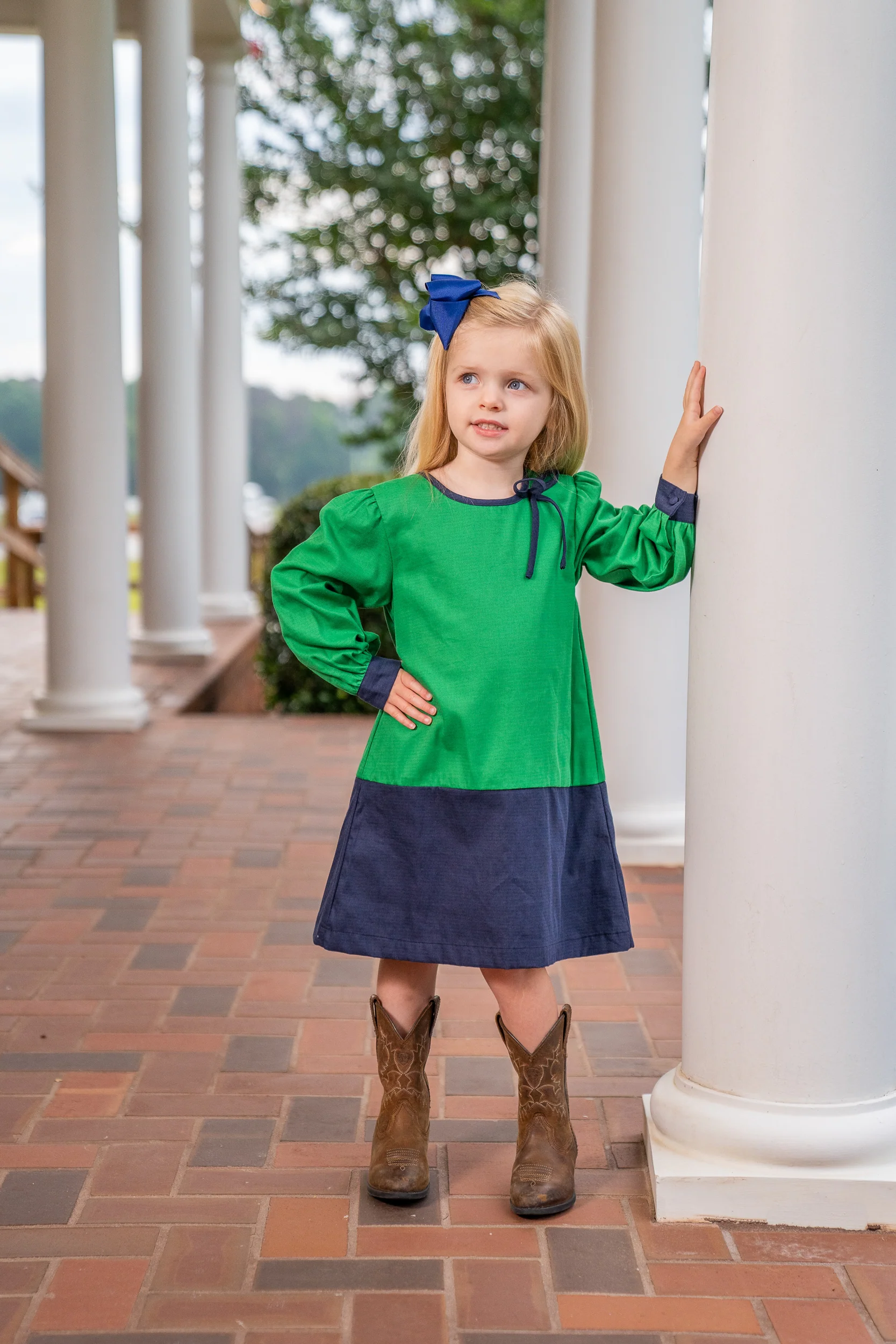 Marie Green & Navy Color Block Dress - Image 3