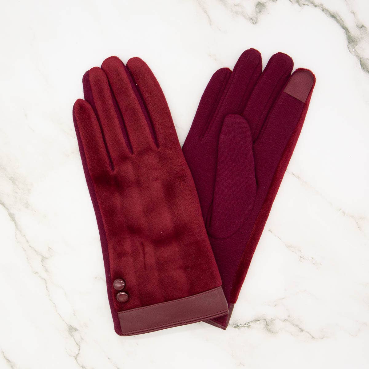 Melody Velvet Tech Gloves   Burgundy   One Size