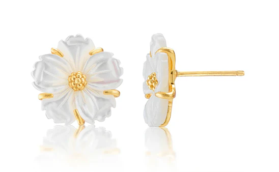 Mermaid Garden Petite Stud Earrings- MOP - Image 3