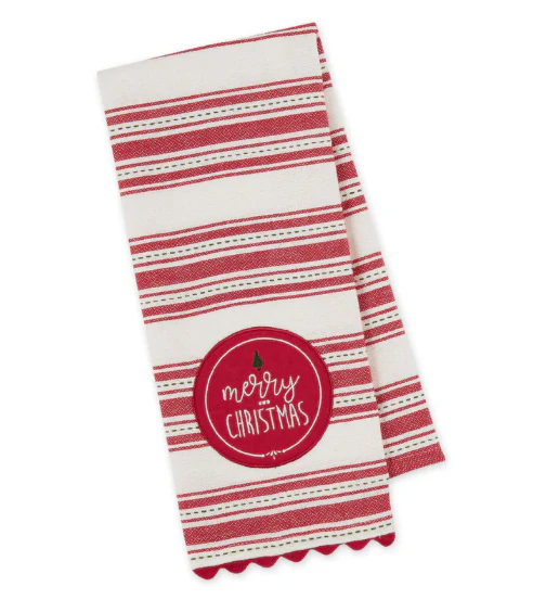 Merry Christmas Embellished Dishtowel